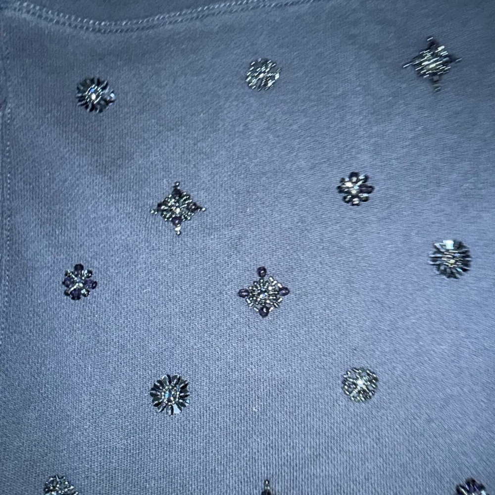 J. Crew Navy Embellished Short sleeve Sweater top sz. S - Picture 3 of 6